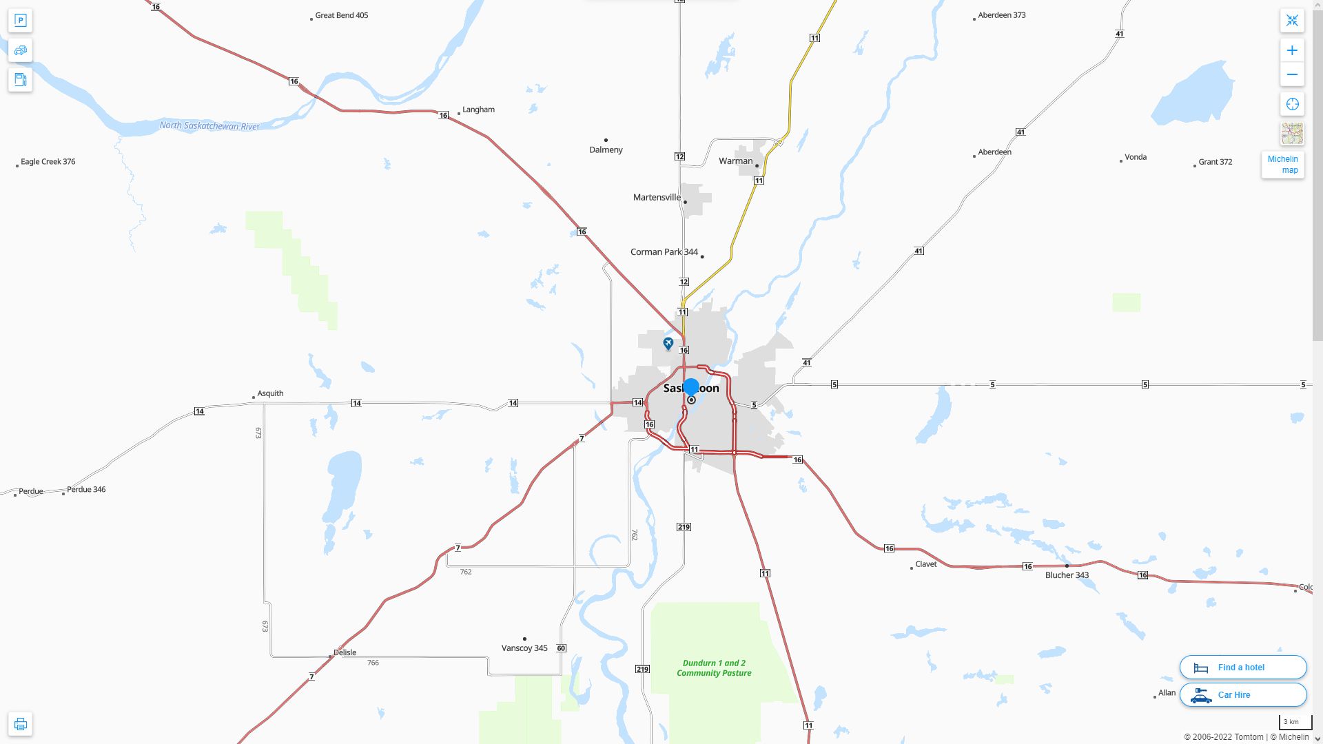 Saskatoon Canada Autoroute et carte routiere